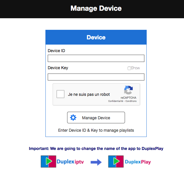 manage device duplex iptv