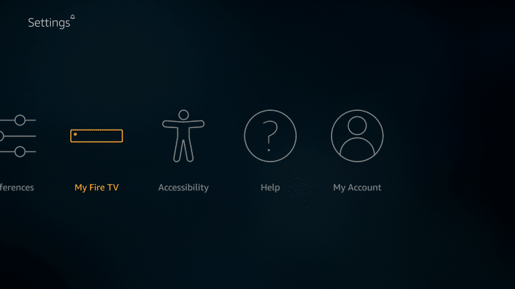Faites défiler vers la droite à l'aide du bouton de navigation de votre télécommande et cliquez sur My Fire TV.