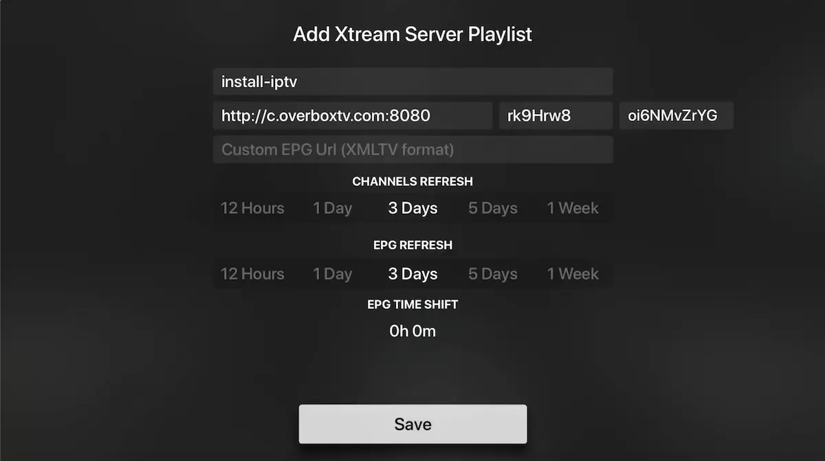 IPTV sur Apple TV - Codes Xtream