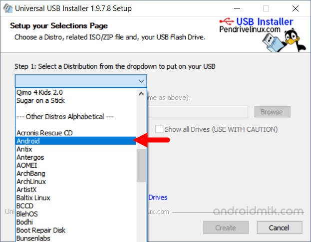 distribution universelle de l'installateur usb