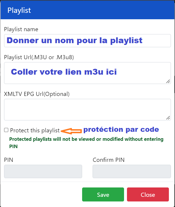 lien m3u sur IBO PLAYER